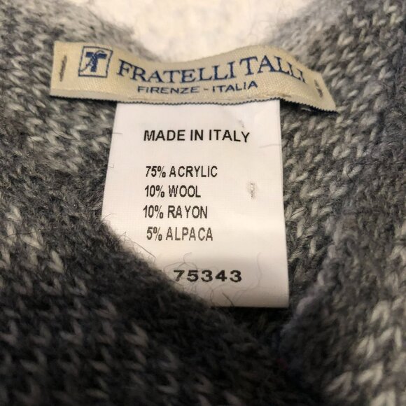 Wool Alpaca Blend Pullover Poncho SZ OS Shawl Sweater Fratelli Talli Gray Italy - Picture 4 of 4